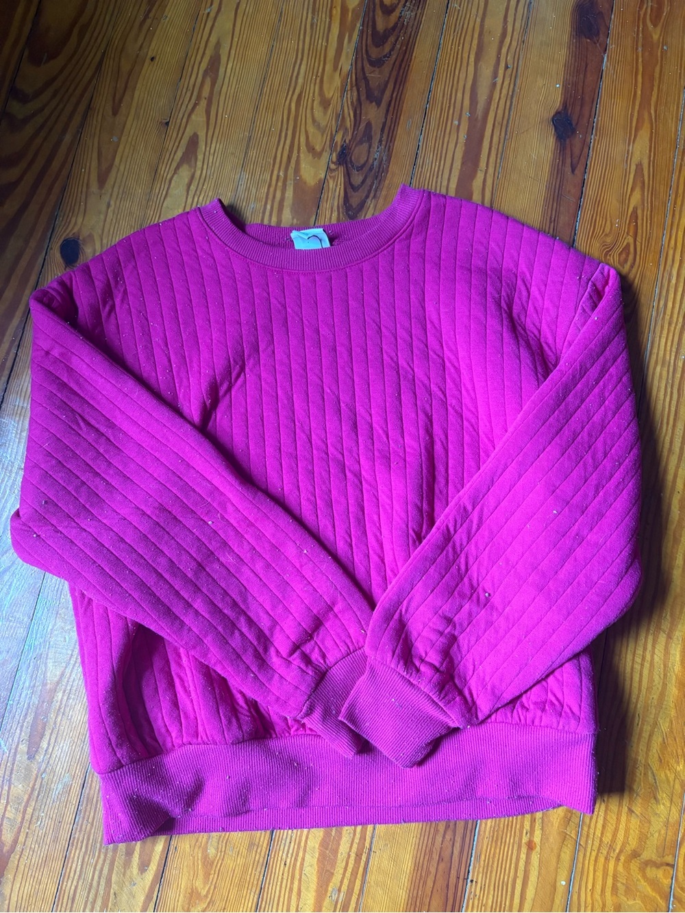 a new day Quilted Crewneck Sweatshirt — Fuchsia Pink